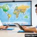 해외연수코디네이터 외국어 능력 - A modern, professional overseas training coordinator communicating confidently with a diverse group ...