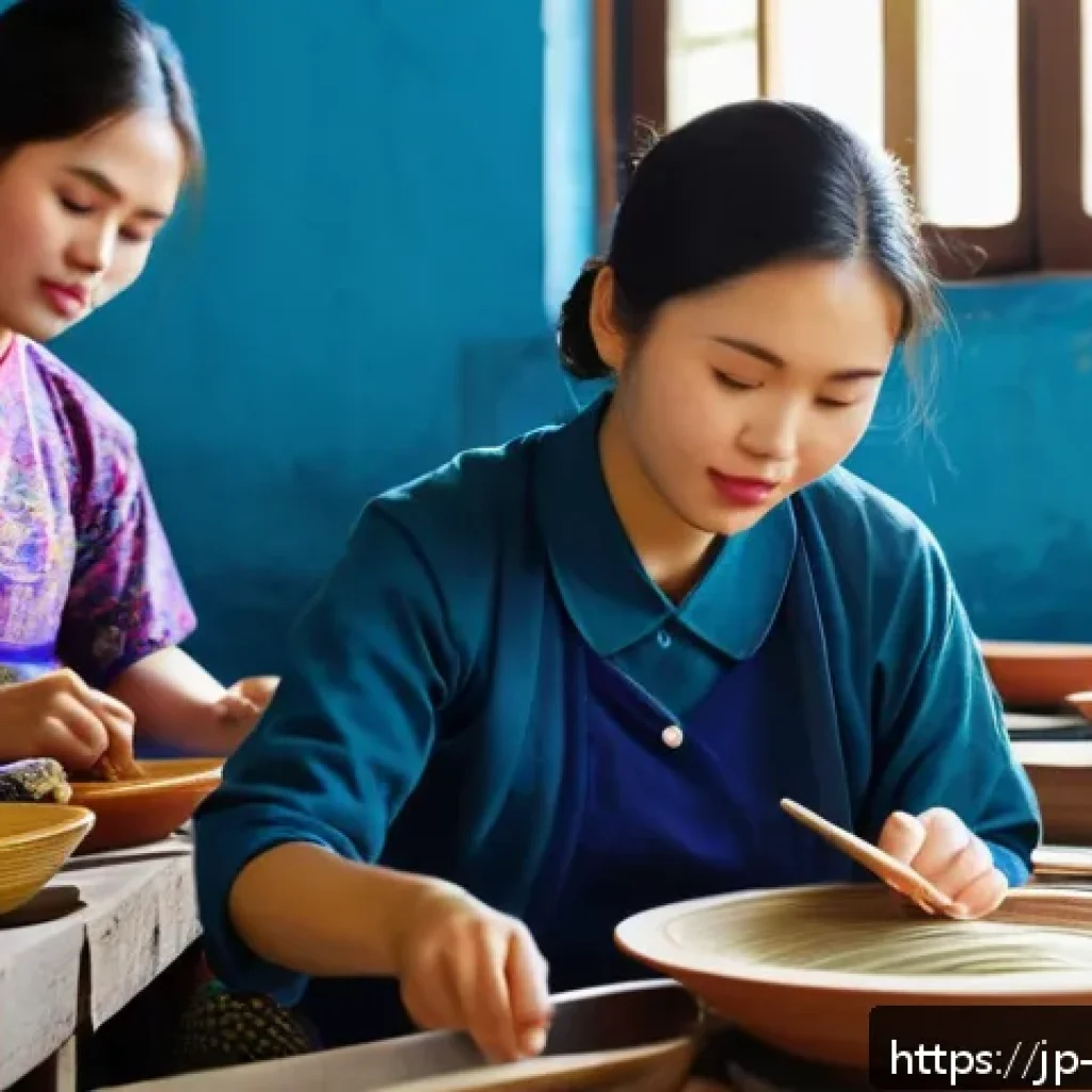 해외연수코디네이터 여행지 선정 기준 - A vibrant scene of young international trainees engaging in a traditional Asian cultural workshop in...