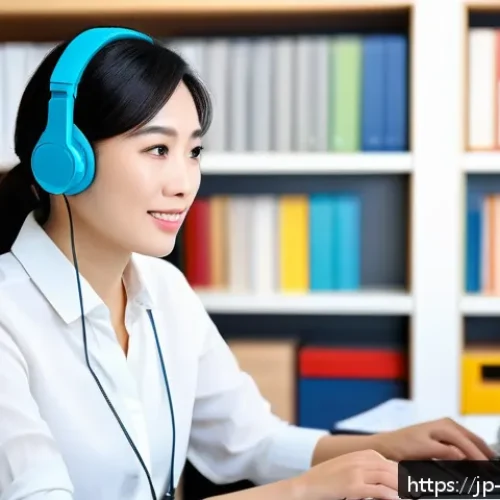 해외연수코디네이터 경력 전환 - A professional Japanese woman in business casual attire actively participating in a multicultural on...
